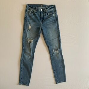 7 For  All Mankind The Ankle‎ Skinny Size 27 Stretch Distressed